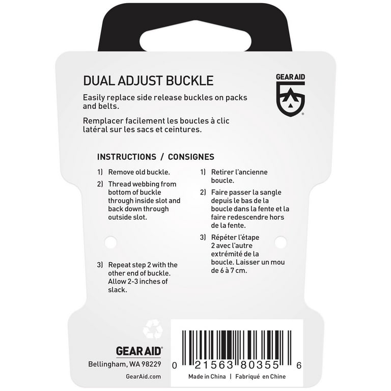 Gear Aid Dual-Adjust Tension Replacement Backpack Buckle Set of 6 (many Sizes)