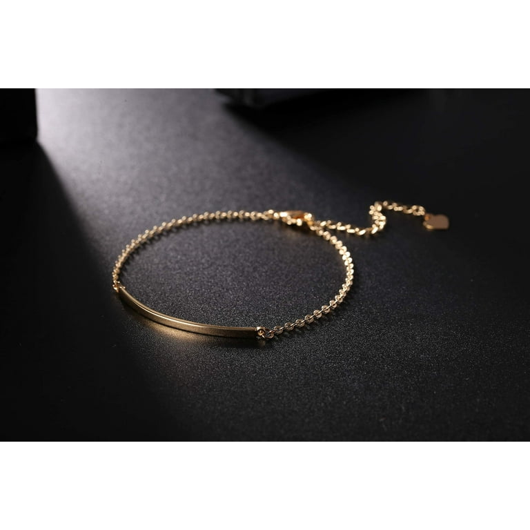 Dainty Gold Bar Bracelet for Women Simple Delicate Thin Cuff Bangle Hook  Bracelet 18K Gold Plated Handmade Minimalist Jewelry - AliExpress