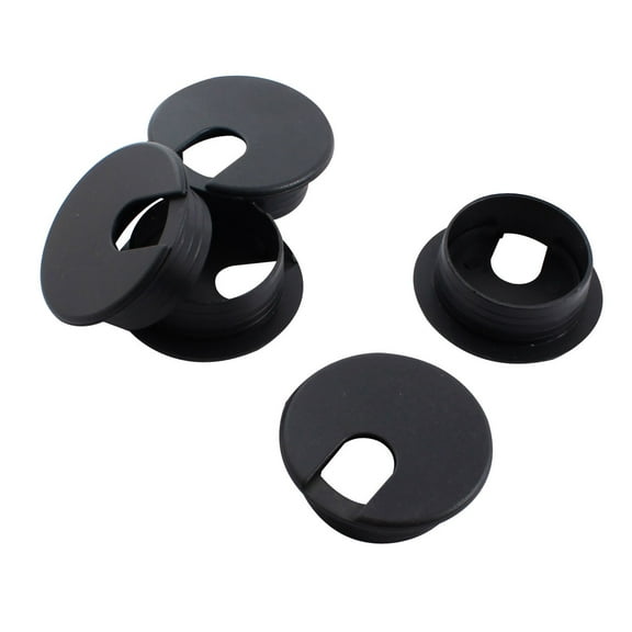 Unique Bargains Computer Desk Round Black Grommet Fixing Wire Cable Hole Cover 35mm 5pcs