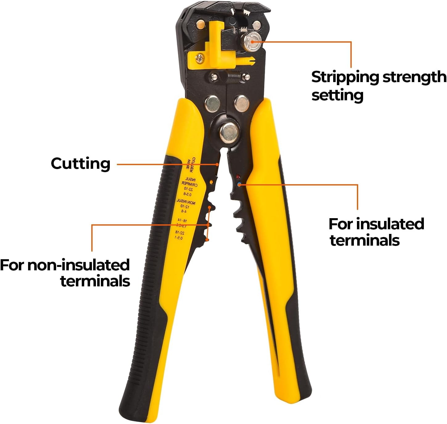 Dawot Wire Stripper, Wire Crimping Tool AWG 24-10, Wire Cutter, Wire Crimper, Cable Stripper, Wiring Tools and Multi-Function Hand Tool Automatic Wire Stripper for Solid and Stranded AWG Wire