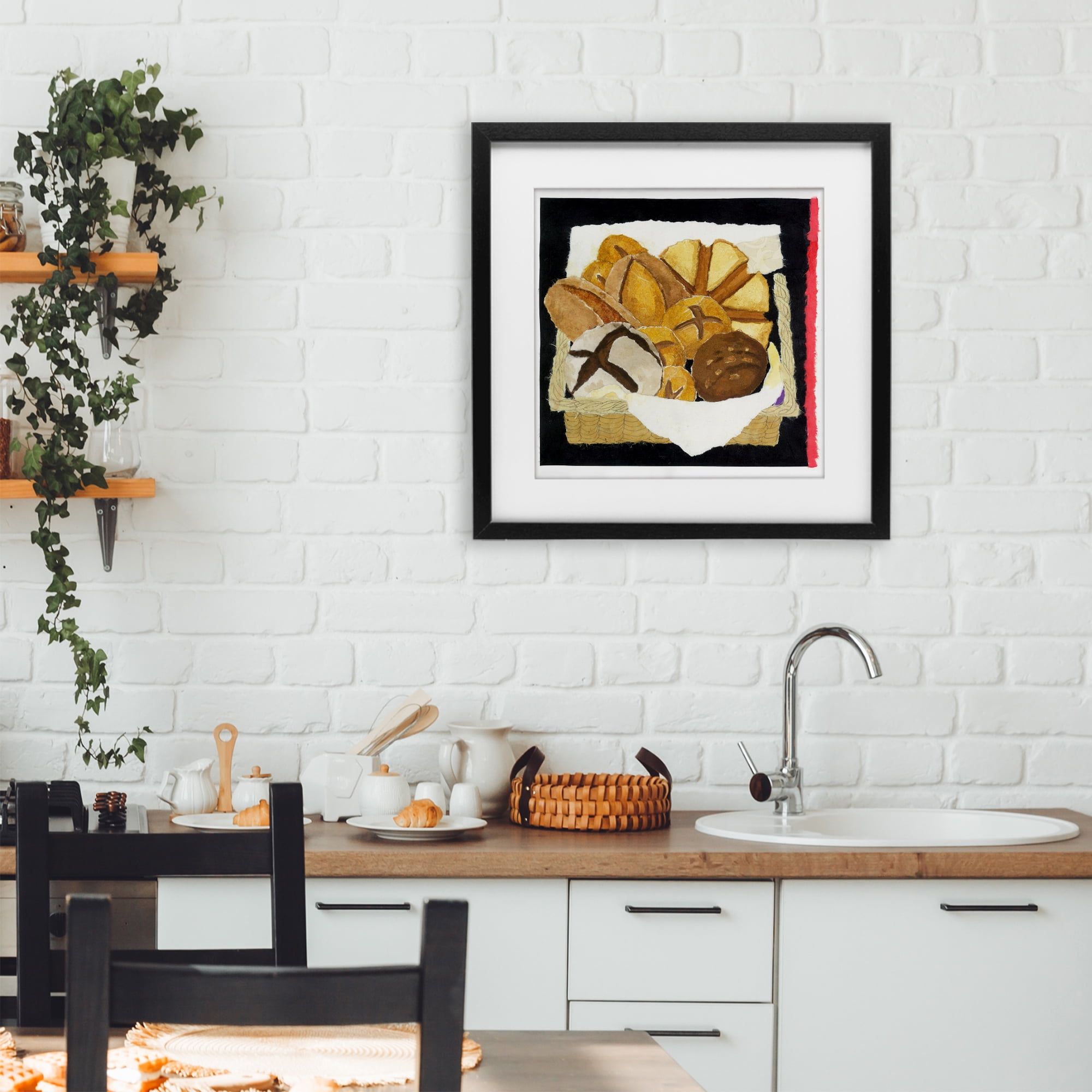 Stupell Industries Bread Box and Stripe Black Framed Print Under Glass, design by Nancy Overton