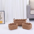 thumbnail image 6 of Unique Bargains Woven Storage Basket Shelf Storage Bin with Handle for Key Tray Bowl Brown, 6 of 8