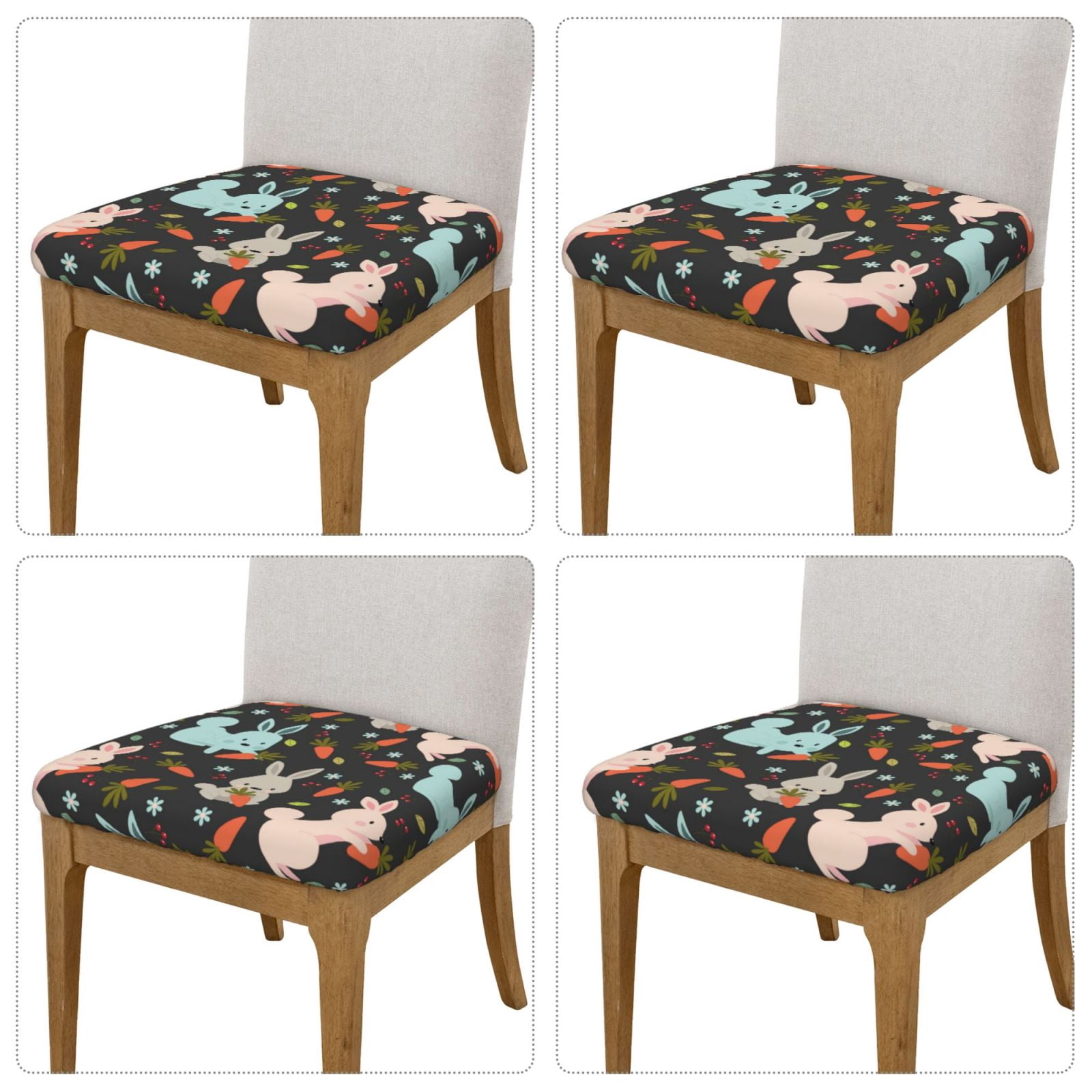 Vsdgher Rabbit Is Eating Carrots Couch Cushion Covers, Non-Slip Sofa Seat Cushion Slipcovers, Soft Couch Covers（Don't include seat cushion）Four Pieces