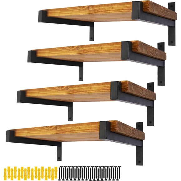 FlyGulls 8 Pcs Black Shelf Brackets Heavy Duty Brackets for Shelves Floating Shelf Bracket with Lip 13 Inch for Living Room Office