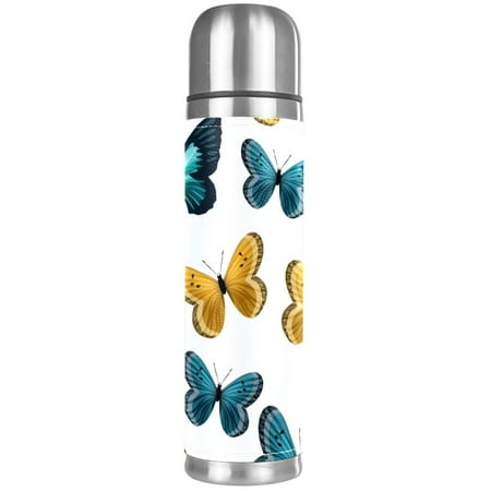 

Blue Brown Butterflies Pattern Premium Insulated Water Bottle - Water Mug with Food-Grade PP Vacuum Insulated Leak-proof BPA-Free