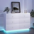 thumbnail image 1 of White LED 6 Drawer Dresser for Bedroom, Modern Dressers & Chests of Drawers with Diamond Handle My Lux Decor Round, 1 of 8