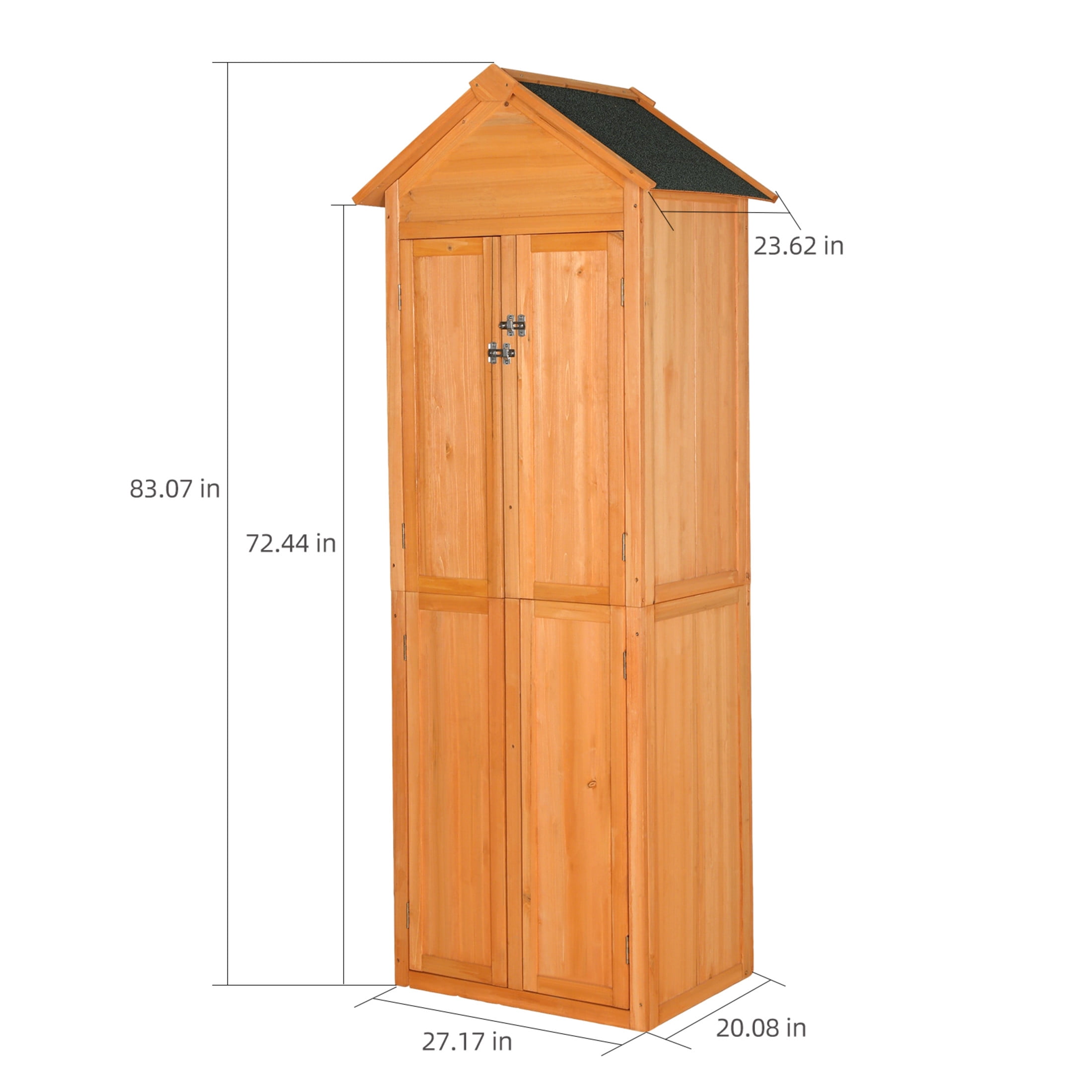 Noble House 27" Outdoor Storage Shed, Vertical Wooden Tool Cabinet with Lockable Doors for Patio, Garden, Brown