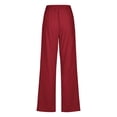 thumbnail image 5 of SDNall Wide Leg Pants Woman Fashion Casual Solid Color Elastic Loose Pants Straight Wide Leg Trousers Pants Linen Pants Women, 5 of 9