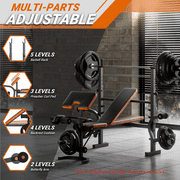 GIKPAL 6-in-1 Multi-Purpose Adjustable Weight Bench Workout Bench Set with Barbel Rack and Leg Developer for Home Gym Full Body Training(Excluding Barbell and Weight Plate)