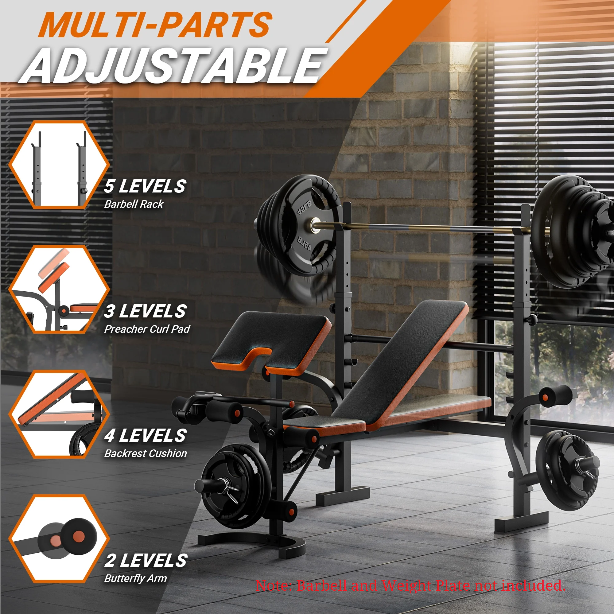 GIKPAL 6-in-1 Multi-Purpose Adjustable Weight Bench Set photo 2