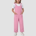 thumbnail image 2 of Gubotare Girls Overalls Sleeveless Jumpsuits Long Romper Wide Leg Pants Kids Girls Adjustable Strap Jumpsuits with Pockets 5T 6T 7T 8-14 Years,Pink 9-10 Years, 2 of 5