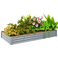 thumbnail image 1 of Outsunny 8x4x1ft Galvanized Raised Garden Bed, Open Bottom, Silver, 1 of 10