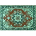 thumbnail image 1 of Ahgly Company Indoor Rectangle Medallion Turquoise Blue Traditional Area Rugs, 5' x 8', 1 of 4