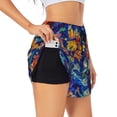 thumbnail image 3 of Lsque Colorful Fall Leaves Printed Women's Running Shorts with Liner Pockets,Elastic Quick Dry Workout Athletic Gym Yoga Shorts,Womens High Waist Shorts-, 3 of 9