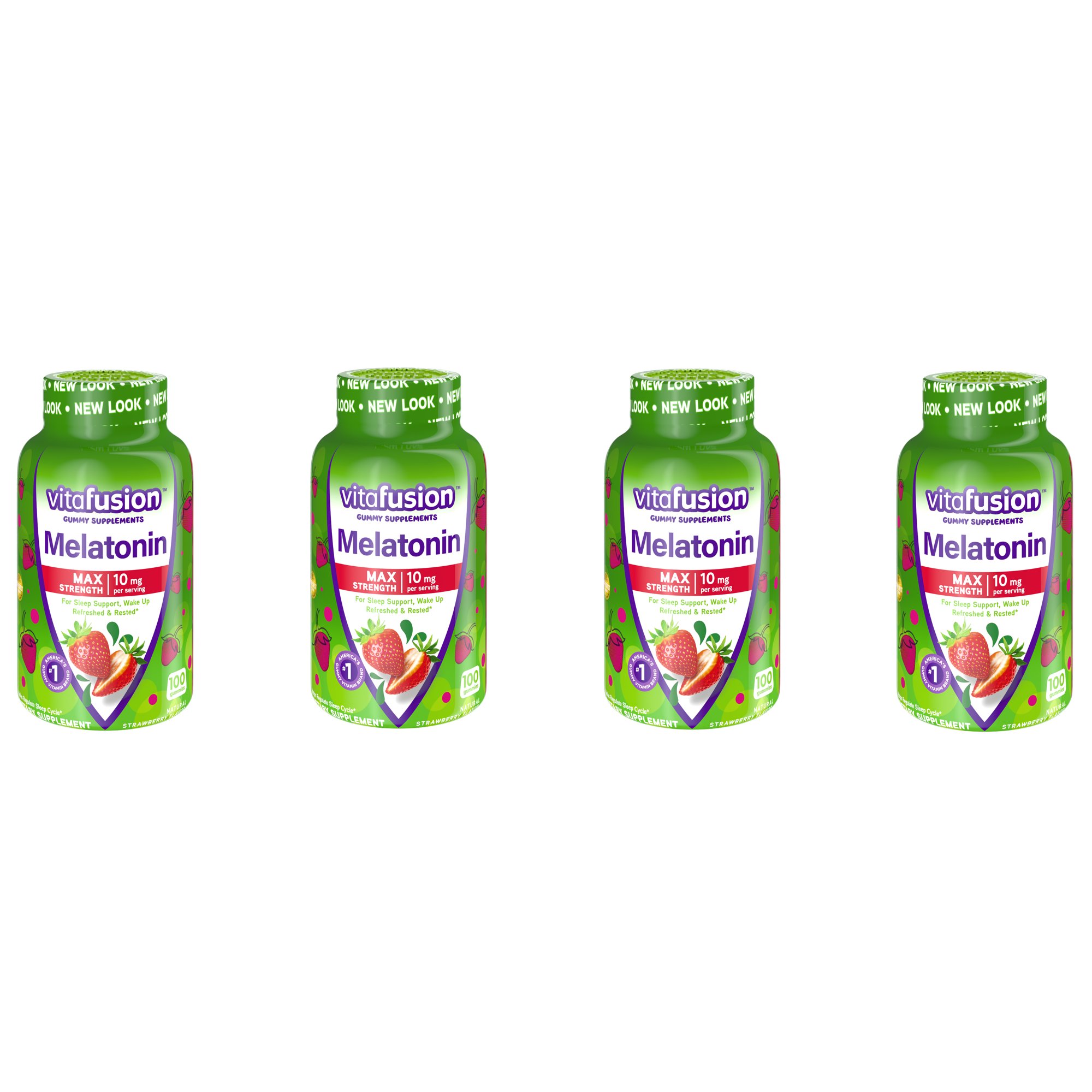 4 Pack Vitafusion Melatonin Max Strength Gummies Strawberry 10mg 100 Gummies