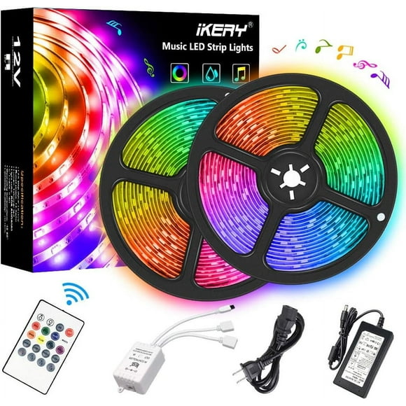 USB Powered LED Strip Light Music Sync, 300 LEDs RGB Color Changing for Dining Room, Bedroom, Upstairs, Kitchen, Porch, Desk, Hotel, Club, Bars, Vehicle, Boat, TV, Studio