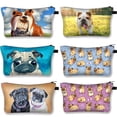 thumbnail image 2 of Bolsas de cosméticos con estampado 3D de perro Pug para mujer, Mini bolso de viaje con patrón de perro Pug, organizador de maquillaje Fivean unisex, 2 of 2