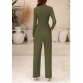 thumbnail image 3 of PRETTYGARDEN Womens Jumpsuit Dressy Casual Spring Fall Fashion One Piece Outfits Long Sleeve Mock Neck Wide Leg Pants Rompers, 3 of 8
