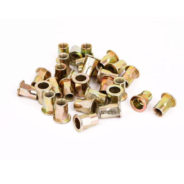 30pcs M8 Tornillos de Remache Ciegos de Cabeza Plana de Cuerpo Hexagonal Abierto