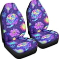 thumbnail image 3 of FOR U DESIGNS Skull Neon Hibiscus Print Car Front Seat Cover Comfortable Car Seat Protector Wear-Resistan Auto Front Seats Only Interior Covers for Vehicle SUV Truck Sedan, Pack of 2, 3 of 7