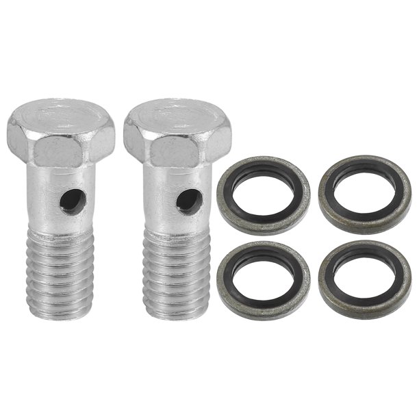 Unique Bargains 2 juegos de adaptador de montaje de freno de perno de automóvil M10x1.5 Rosca de línea de freno Perno único con 4 arandelas de cobre