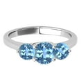 thumbnail image 2 of Mauli Jewels Rings for Women 2.15 Carat Three Stone Blue Topaz Ring 4-prong 10k White Gold, 2 of 7