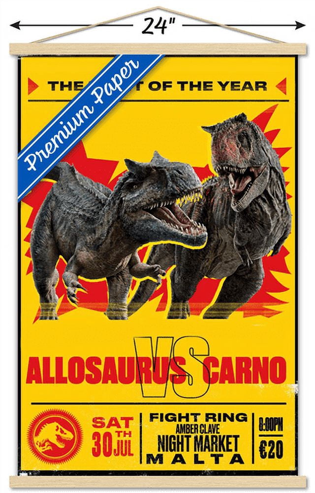 Jurassic World: Dominion - Allosaurus Vs Carno Wall Poster with Magnetic Frame, 22.375" x 34"