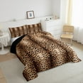 thumbnail image 3 of Manfei Luxury Brown Leopard Print Bedding Comforter Set, Gradient Cheetah Twin Comforter Sets, Animal Theme Bedding Set Reversible 2-Piece, 3 of 8