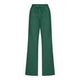 thumbnail image 5 of Gvdentm Bell Bottom Pants for Women Casual Linen High Waist Pants Drawstring Loose Fit Summer Pants Trousers Twill Bermuda Trendy S-3XL Green,3XL, 5 of 6
