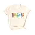 thumbnail image 7 of Kindergarten Teacher Shirt for Women Cute Rainbow Back to School Teacher Appreciation Graphic Tee Natural Shirt Adult Medium, 7 of 7