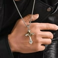 thumbnail image 4 of Tilga 925 Sterling Silver Crown Cross Necklace For Men - Retro Crucifix Of Thorns Pendant, Jesus Christ Cross Chain With Diadem, Faith Cross Jewelry, Vintage Cross Necklace For Women, 4 of 6
