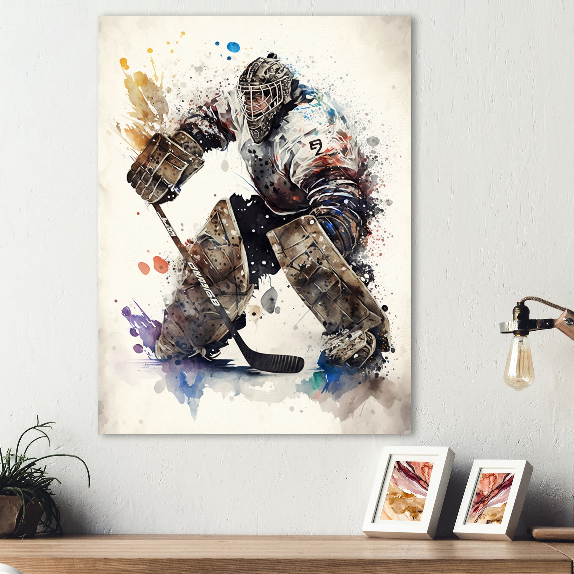 Designart Hockey Goalie V Canvas Wall Art