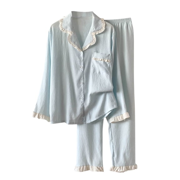 yillto Women Pajamas Sets Pants Button up Pjs Set Long Sleeve with Pockets Sleepwear Loungewear 2 Piece