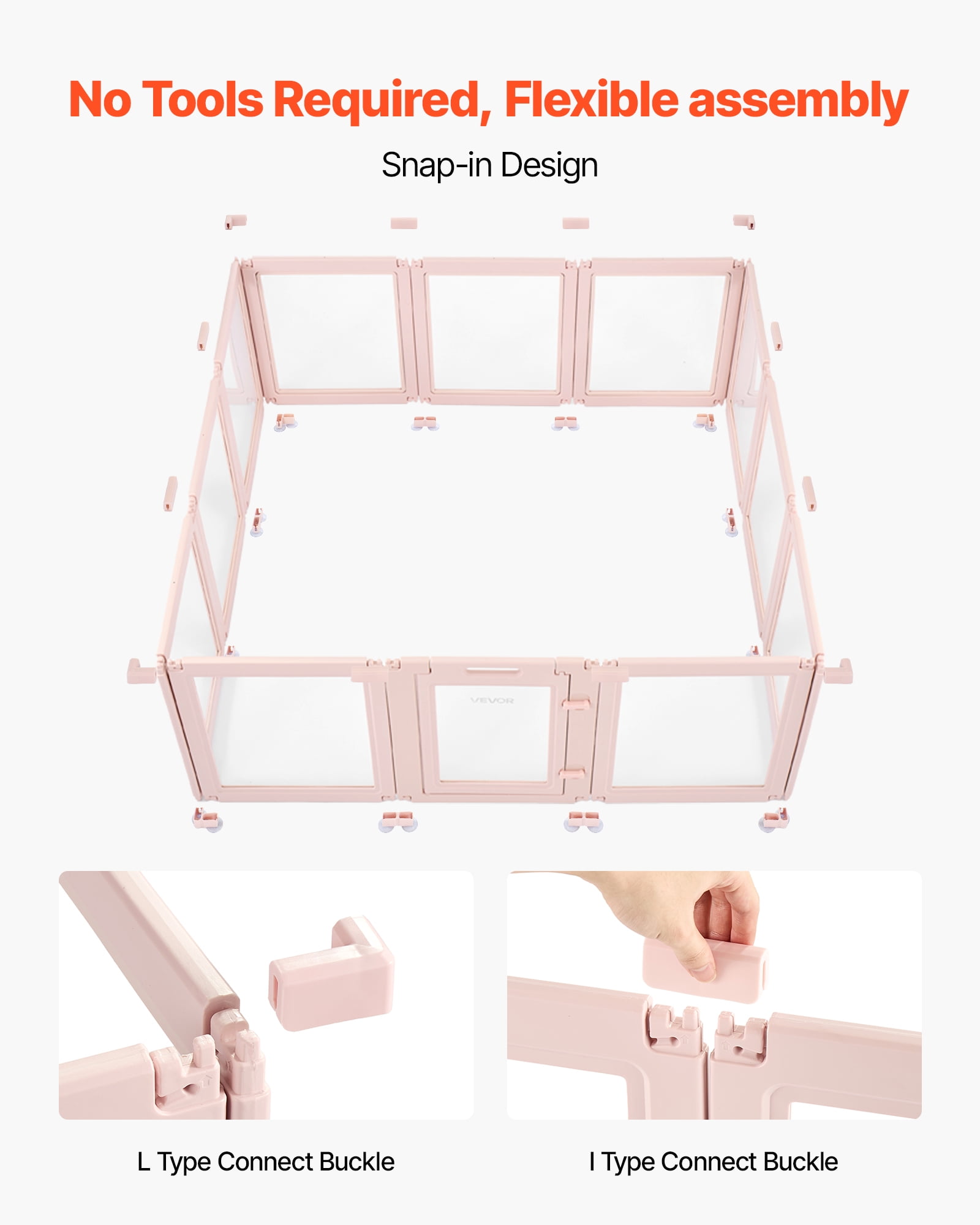 VEVOR Dog Whelping Box, 60x59x23 in Transparent Plastic Dog Whelping Pen for X-Large Sized Dogs,Waterproof Puppy Playpen with Windows & Door Lock,Easy to Clean,Durable Indoor Pet Dogs Cats Birth Kit