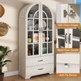 thumbnail image 6 of 71" Tall Arched Kitchen Pantry Storage Cabinet with 2 Drawer & 2 Door, 6 Tier Farmhouse Wood Pantry Arched Cabinet with Glass Door & Adjustable Shelves for Kitchen Dining Room Living Room, White, 6 of 8