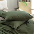 thumbnail image 3 of BESTOUCH Duvet Cover Set Twin 100% Washed Cotton Linen Feel Comfortable Soft Lightweight 2 Pcs (Olive Green,68" x 90"), 3 of 8