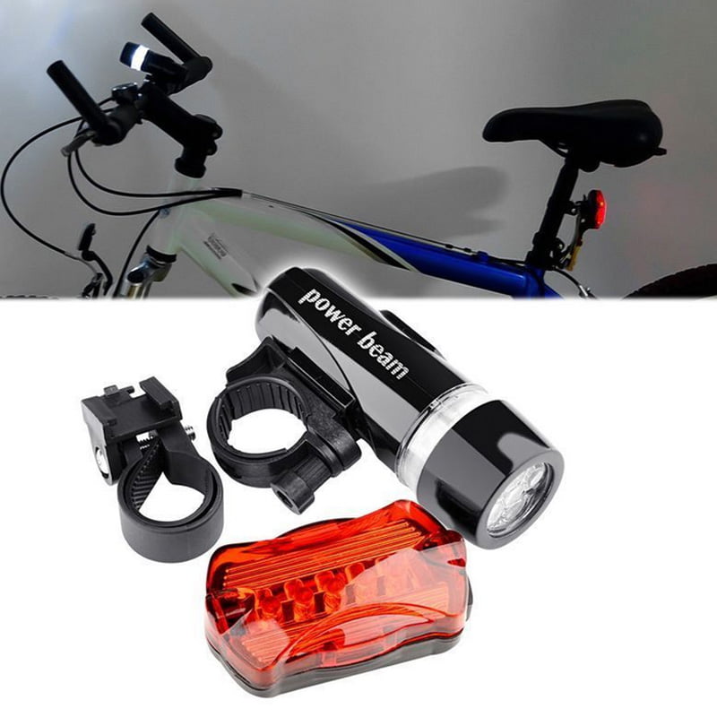 5LED Lamp Bike Bicycle Front Head Waterproof Light+Rear Safety Flashlight NEW 