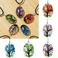 thumbnail image 2 of EOEMY Fashion Tree Butterfly Flower Glass Leather Necklace Pendant Women Jewelry 2024-Orange, 2 of 9