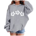 thumbnail image 2 of Generic Girls Fall Flower Stamping Hoodie Casual Hundred Padded Casual Loose Sweatshirt for Holiday Winter Party Christmas（4-5 Years Gray）, 2 of 4