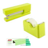 JAM Paper Office & Desk Sets - 1 Tape Dispenser 1 Stapler 1 Pack of Staples - Lime Green and Green - 3/pack