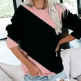 thumbnail image 2 of miqiqism Sweatshirt for Women Comfy Long Sleeve Blouses Juniors Round Neck Tee Shirts Trendy Relaxed Fit Workout Sweater Casual Colorblock Pullover Tunic Clothes,Pink,X-Large, 2 of 6