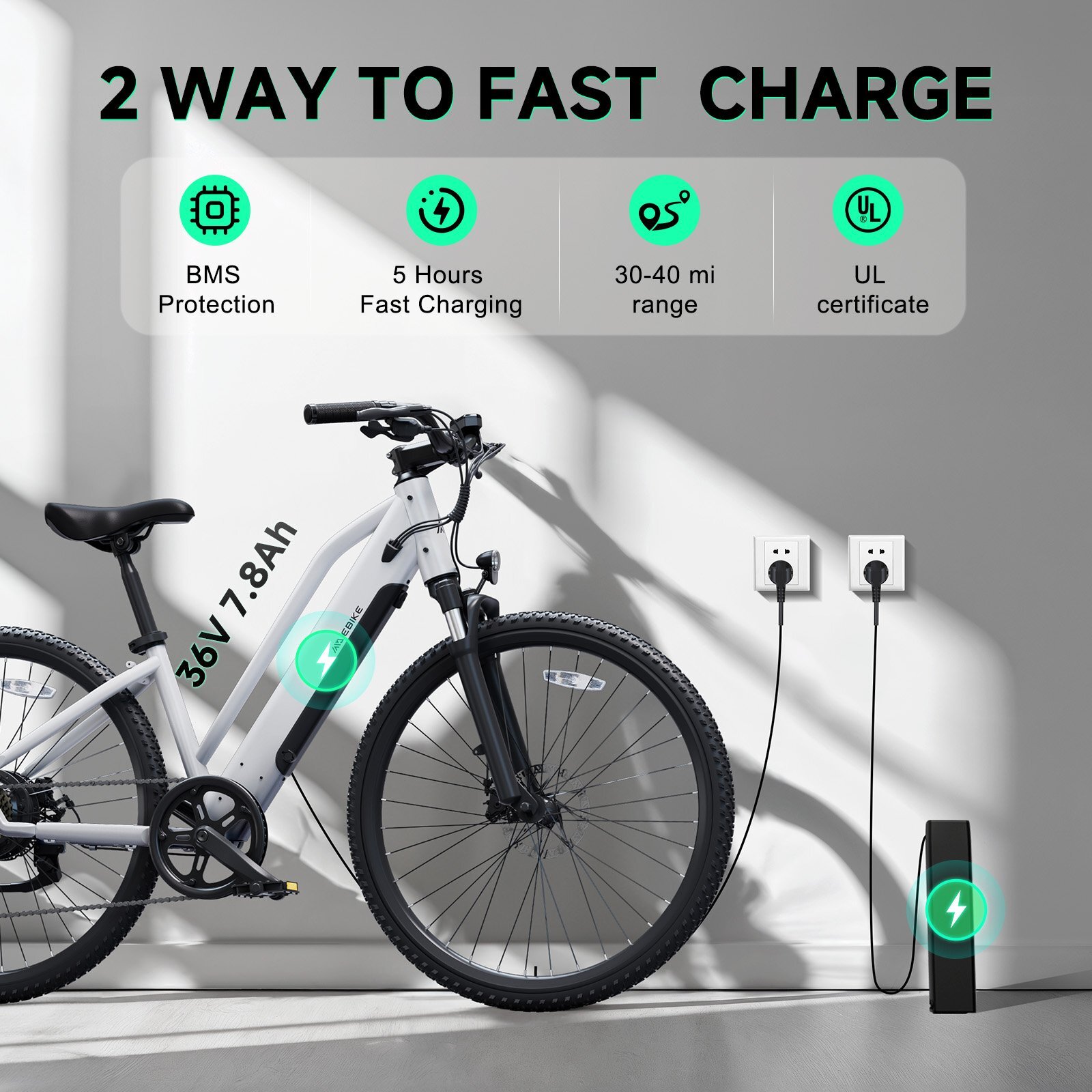 Electric Bike for Adults, Peak 750W Motor Electric Bicycle, 26" Tire E-Mountain Bike, 7.8Ah Battery UL2849, App Control