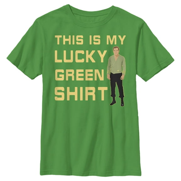 Boy's Star Trek St. Patrick's Day Kirk This is my Lucky Green Shirt  Graphic Tee Kelly Green Small
