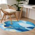 thumbnail image 4 of Round Rugs 3.3Ft, Blue Marble Round Area Rug Washable Indoor Throw Carpet, Modern Ink Painting Abstract Art Soft Non Slip Circle Rug for Laundry Room Patio Home Decor Aesthetic, 4 of 8