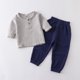 thumbnail image 2 of Gibobby Conjunto niño pequeños bebé niño niña sólido pulóver manga larga algodón Lino sudadera camiseta cuello redondo Tops pantalones cortos conjunto ropa(NY2,3-4 Años), 2 of 3