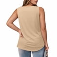thumbnail image 3 of Women's Casual Square Neck Tank Top Pure Color Ruffle Detail Blouse for Spring Summer Daily Wear with Jeans Workout Set Fitted T Shirt Atmosphere Top Cleavage Cover plus Size Camisole Petite 3, 3 of 6