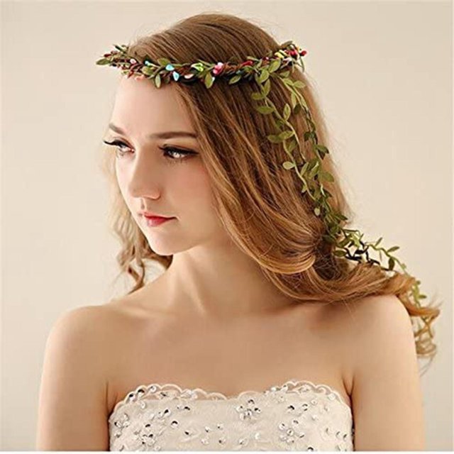 Injueey Artificial Green Vine Leaves Garland Ribbon Making Craft Headband Leaf Home Type3 NO3