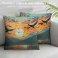 thumbnail image 3 of Patifu Birds Lake Mountains Graphic Decorative Pillow Cover for Home Couch Living Room Bed Sofa, High-Quality Cotton Linen, 1PC 12x12in, 3 of 5