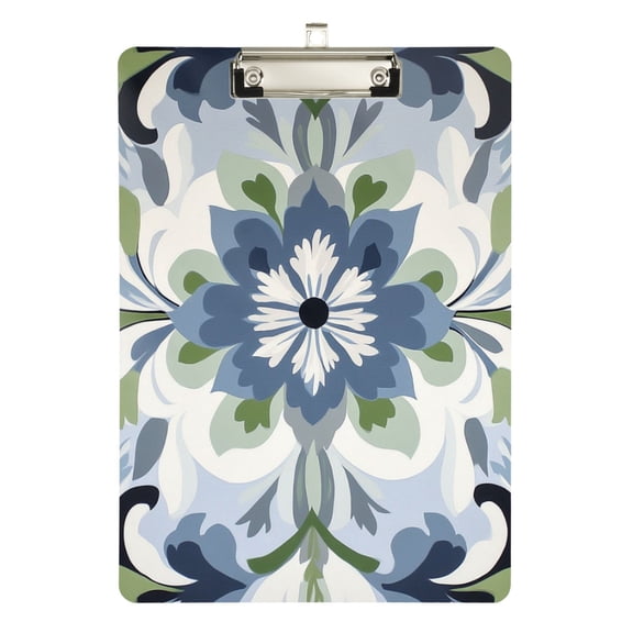 FORMRS Acrylic Clipboard with Low Profile Clip Standard A4 Letter Size, 12.5" x 9", Green Floral