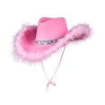 thumbnail image 1 of Decodeary Wide Brim Cowboy Hat With Sun Protection For Outdoor Activities Fashion Pink 1Set, 1 of 6